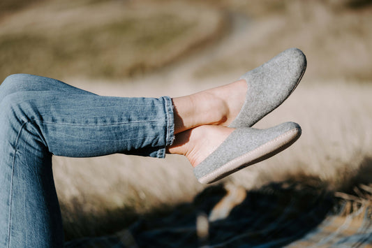 Merino felted wool slip on slipper by Merinoze - the warmest, softest, finest wool ever