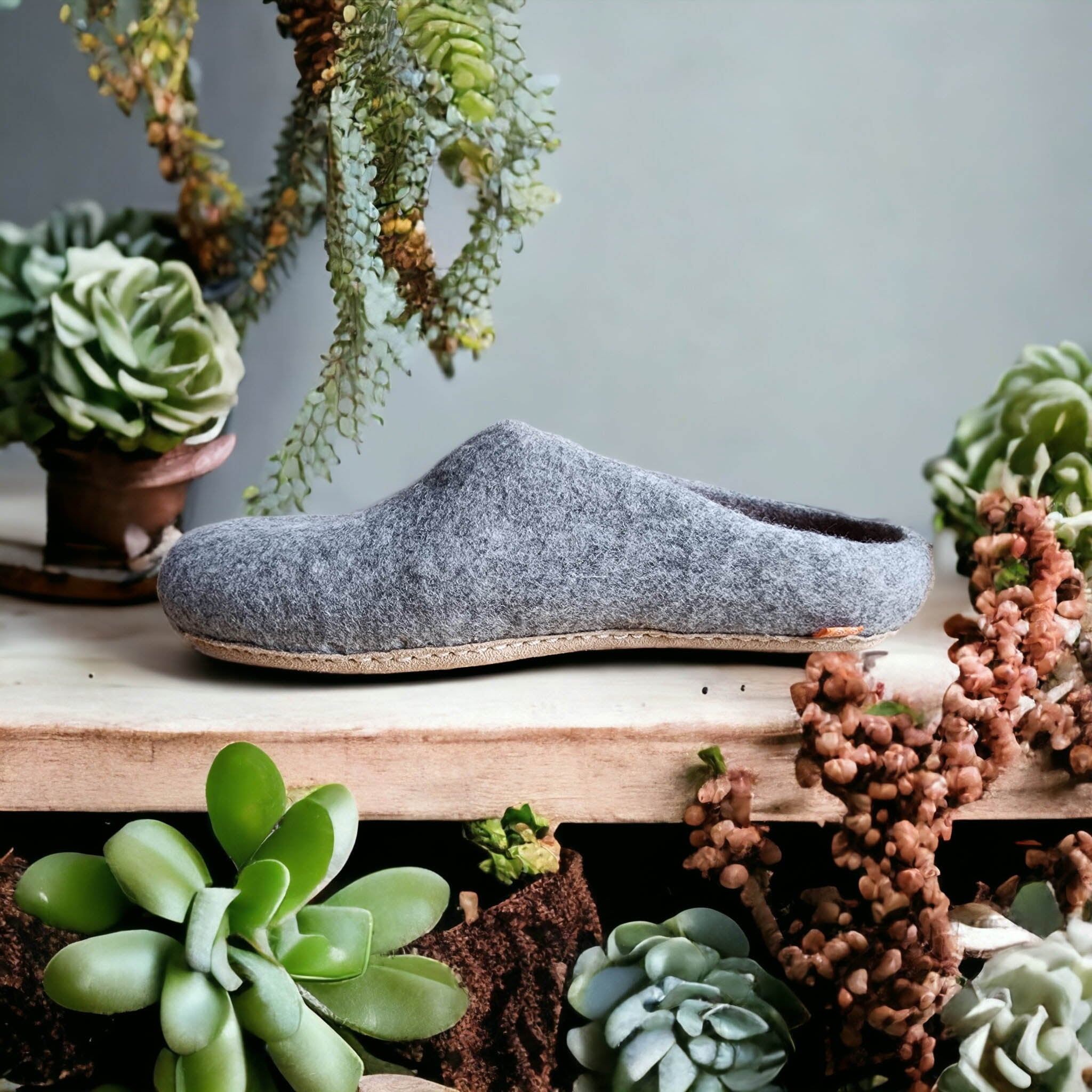 Merino felted wool slip on slipper by Merinoze - the warmest, softest, finest wool ever